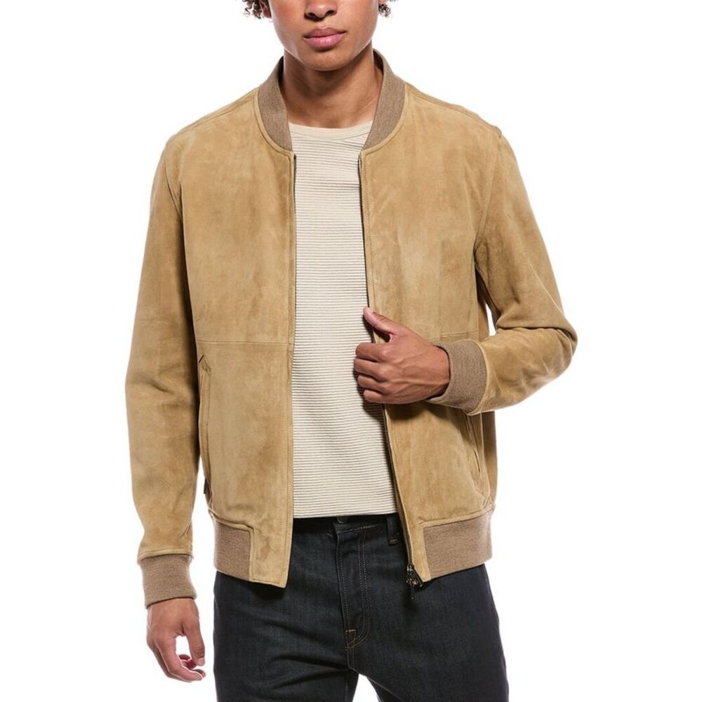Isaia Mens Suede Jacket, Brown